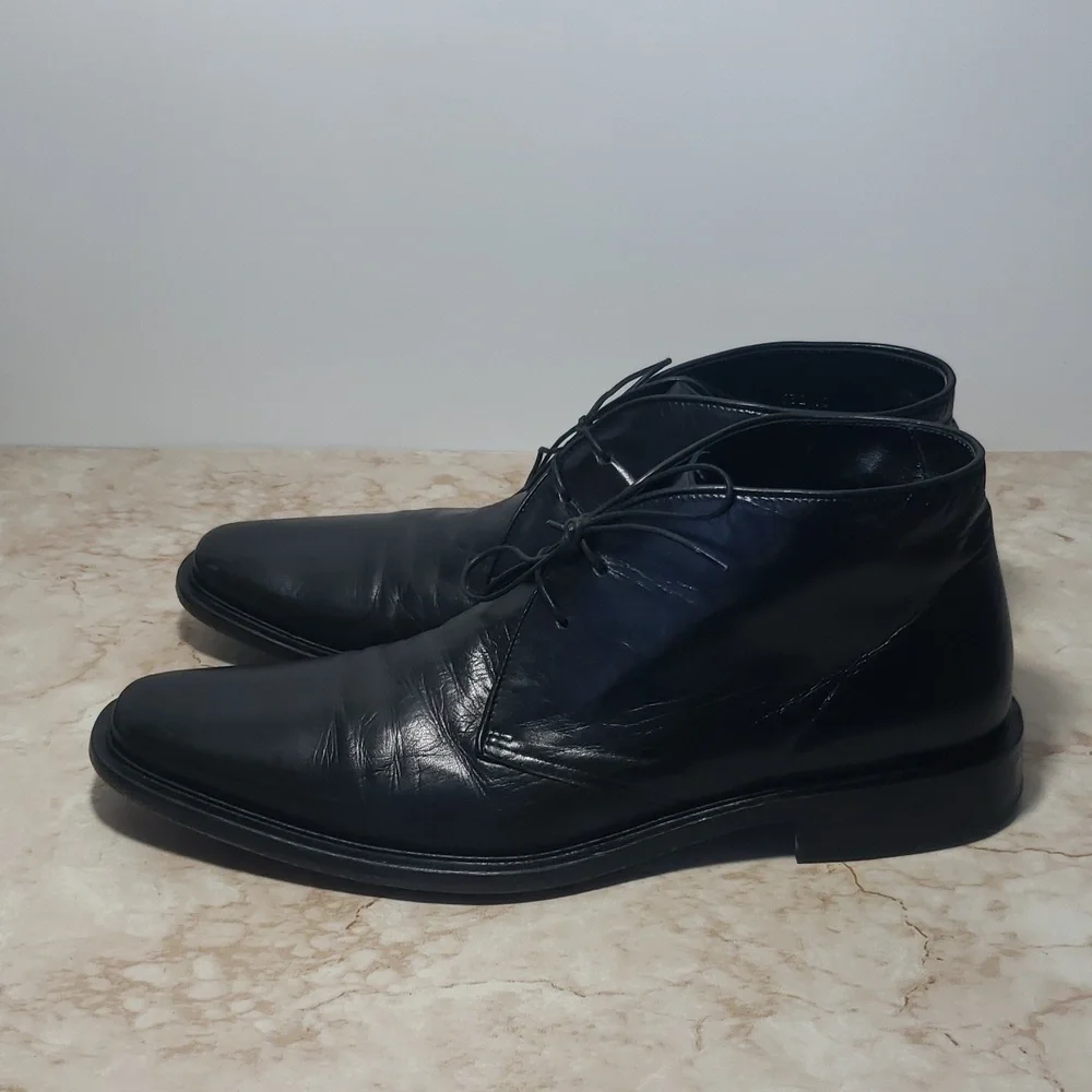 Hugo Boss Black Leather Men's Boots Shoes Size 10